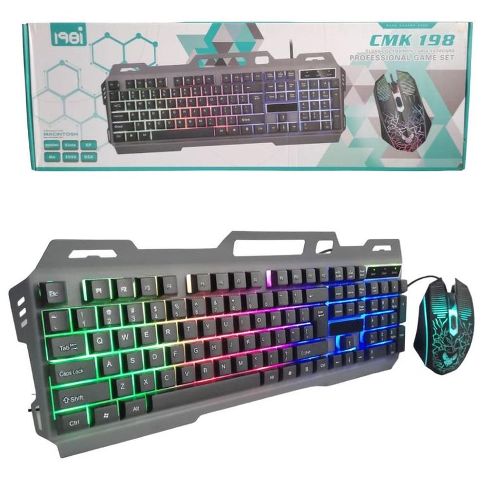 Teclado Metalico y Mouse Gamer Pc Laptop Alambrico Luces Rgb