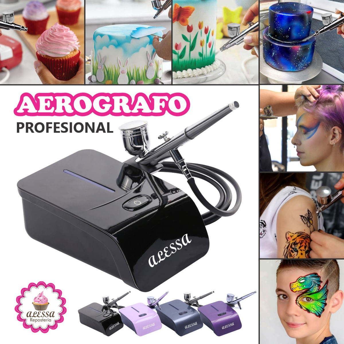 Aerografo Profesional Multiuso Negro Potente