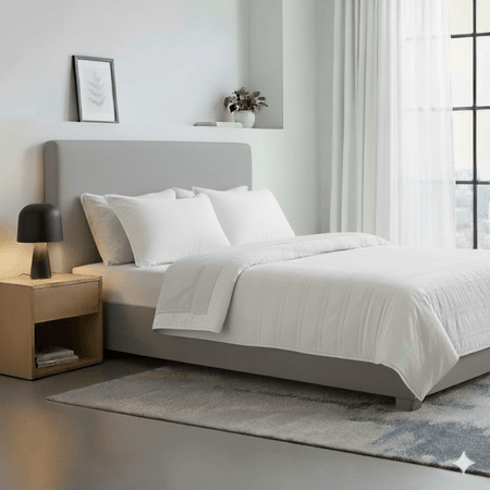 Cubrecama blanco con funda Sham King Free Home Premium Cubrecama algodón 220 hilos blanco con funda Sham King Free Home Premium