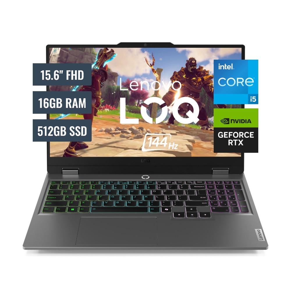 Laptop Lenovo LOQ Intel Core i5 12450HX 16GB RAM 512GB SSD 6GB RTX 3050 15.6 FreeDOS 83GS006WLM16