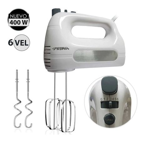 Batidora de Mano Prima HM9105E-GSB 400Watts 6 Velocidades Blanco Batidora de Mano Prima HM9105E 6 Velocidades 400 Watts Blanco