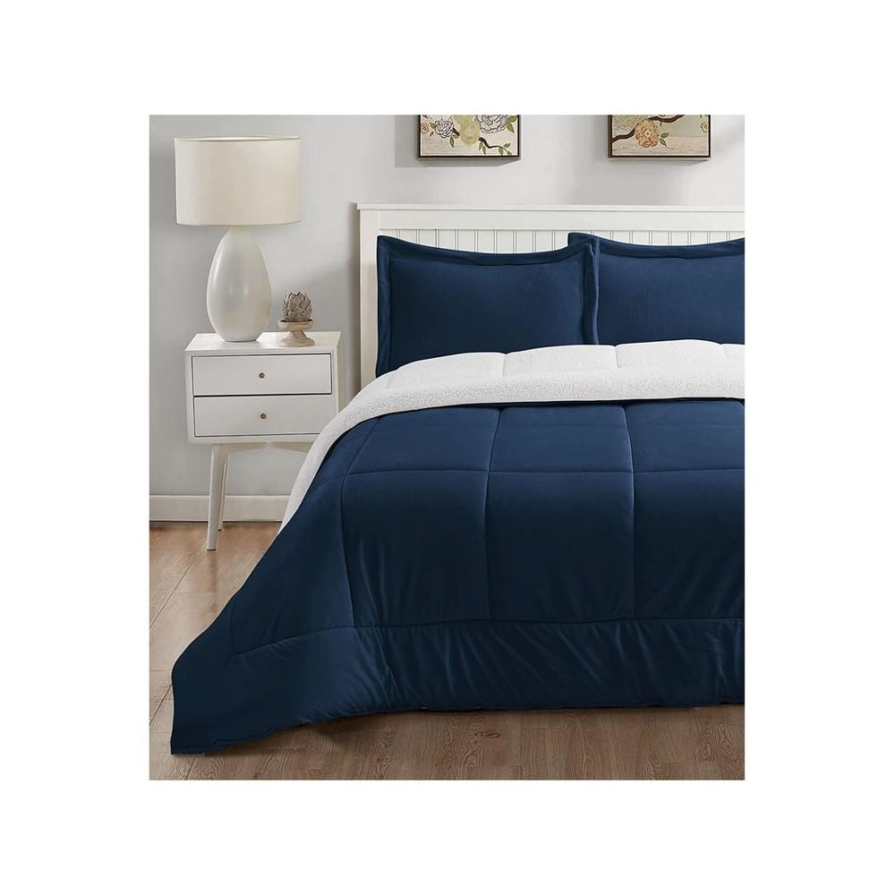 Edredón Sherpa Azul Marino 2 PLAZAS