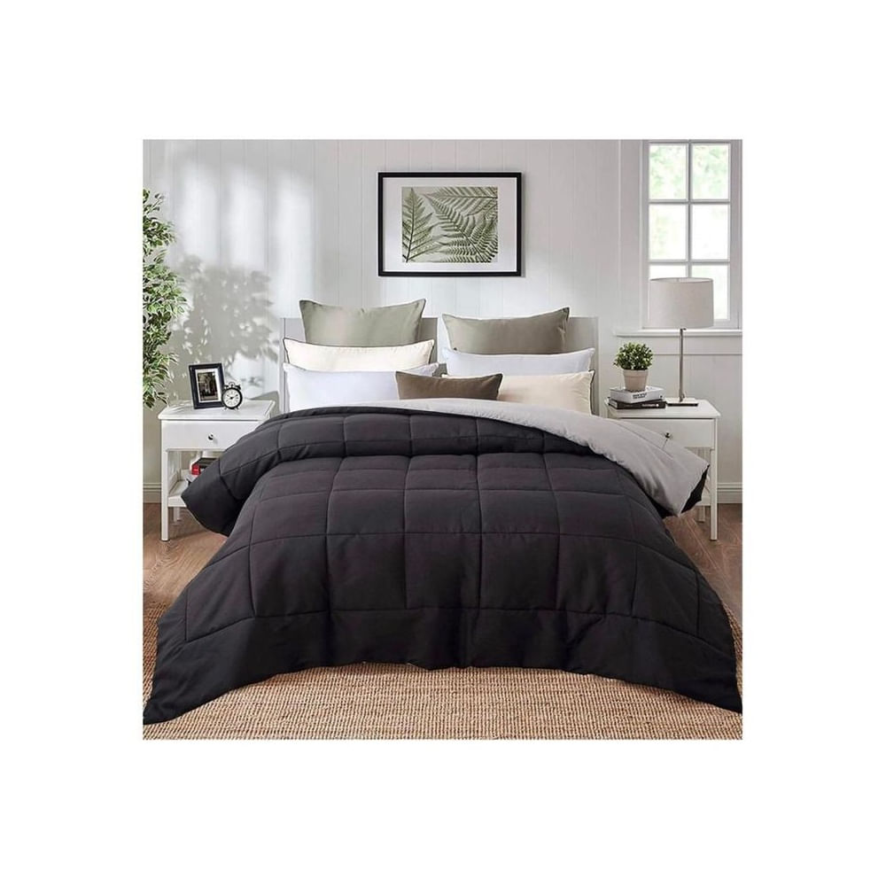 Edredón Bicolor Negro/Gris 1.5 PLAZA