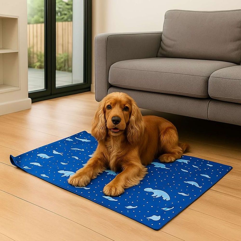 Manta Gel Refrescante Para Mascota  - Talla M - (Azul)