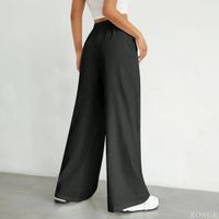 Pantalón Palazzo holgado con cordón en la cintura fresco negro