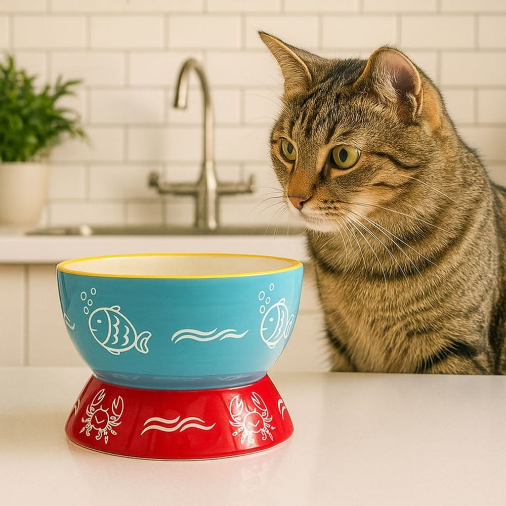 MarineBowl - Comedero Elevado de Cerámica para Mascotas