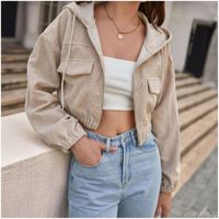 Casaca corduroy de mujer estilo crop