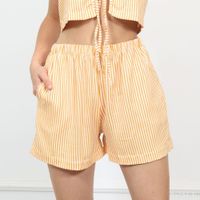 Short verano Lino Rayas con bolsillos