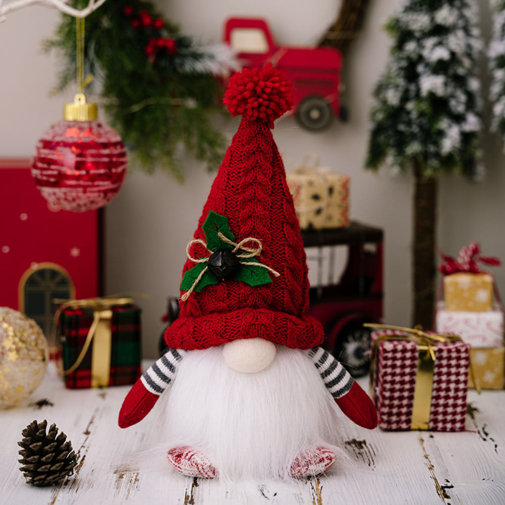 MUÑECO GNOMO NAVIDEÑO DECORATIVO CON LUZ GORRO ROJO+GENÉRICO+SD-055R