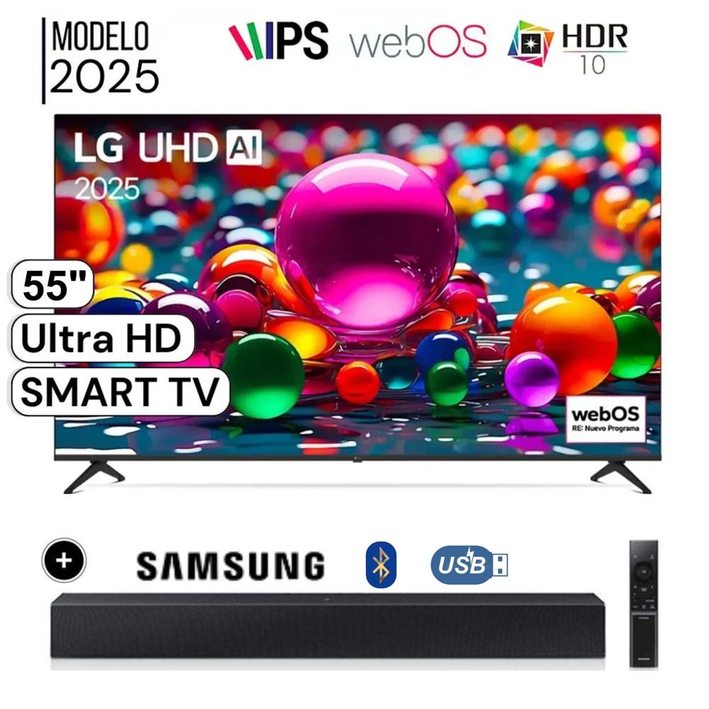 Televisor LG 55 LED UHD 4K Smart TV ThinQ AI 55UA8000PSB + Soundbar HW-B400