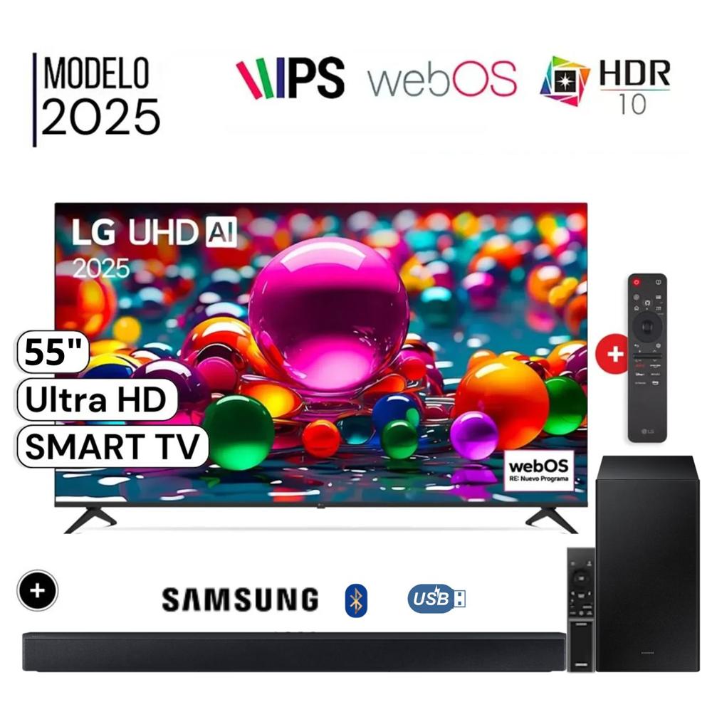 Televisor LG 55"" LED UHD 4K Smart TV ThinQ AI 55UA8000PSB + Soundbar HW-B450