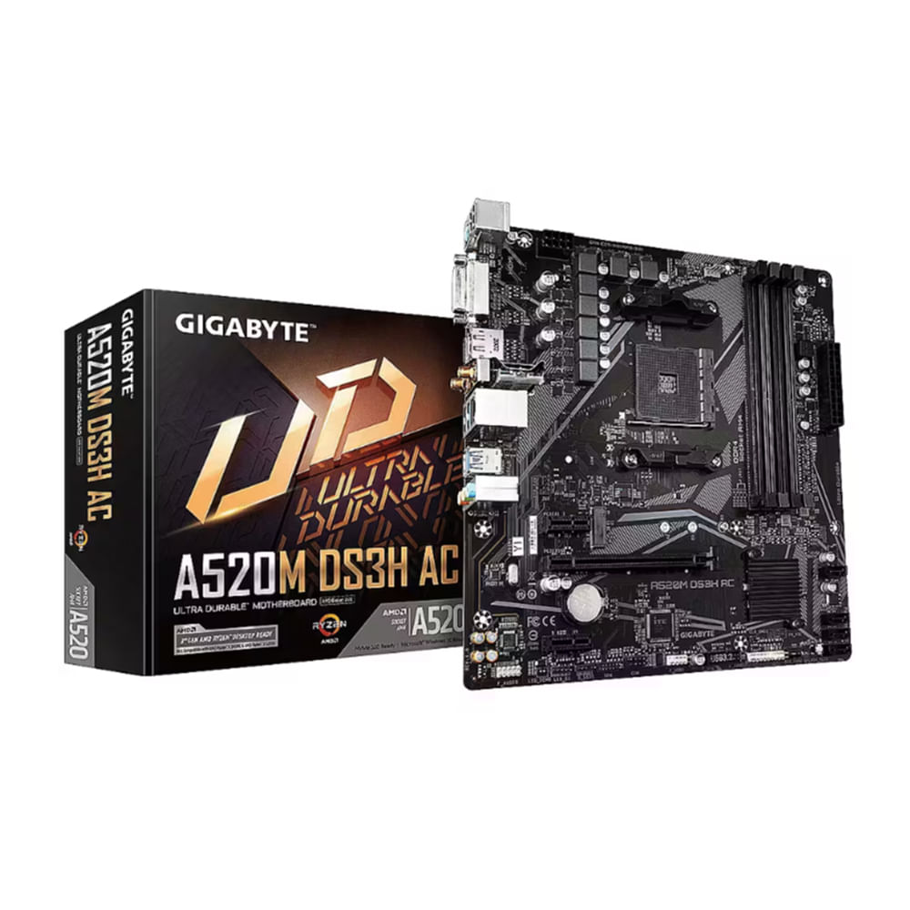 Placa base GIGABYTE A520M-DS3H-AC AM4 128GB DDR4 4400MHz HDMI y DVI ideal para gaming y multitar