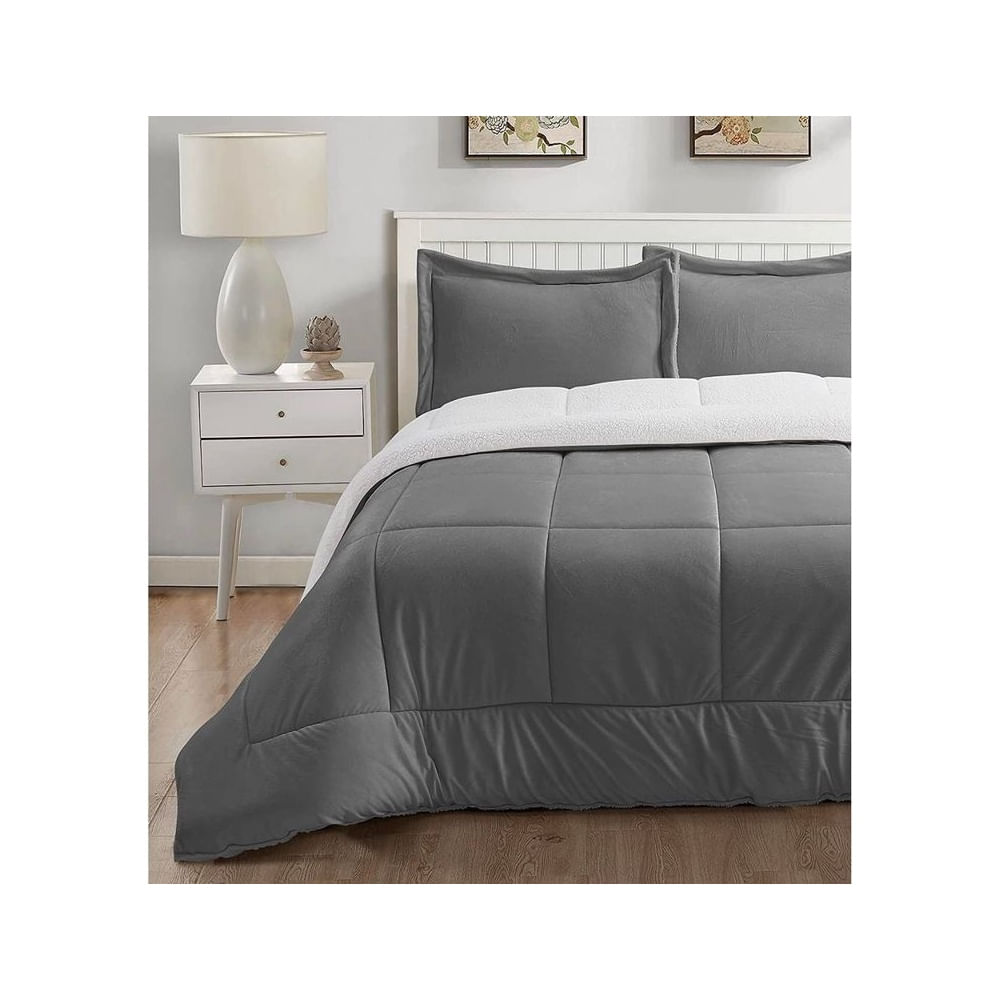 Edredón Sherpa Plomo QUEEN