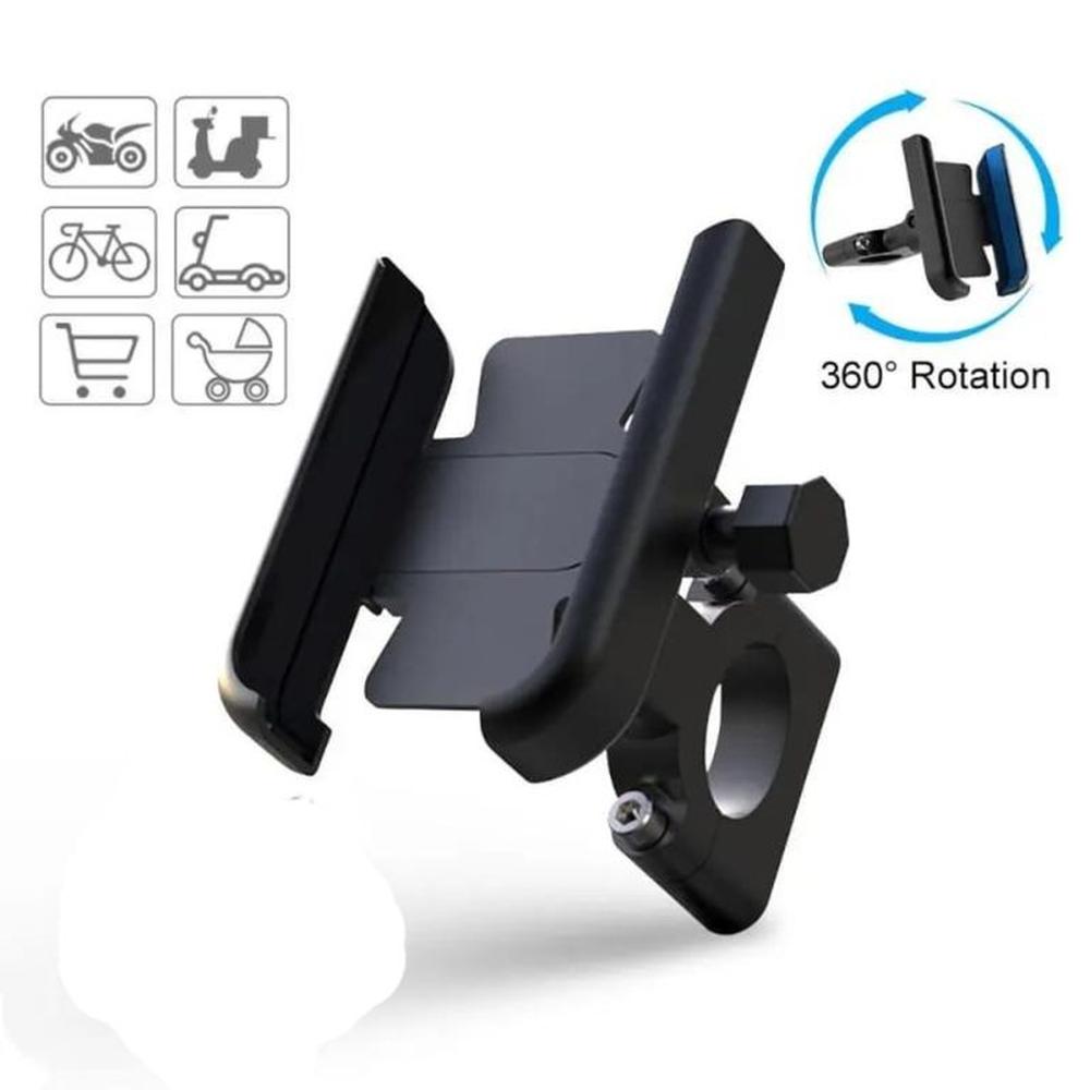Holder  Aluminio Celular Moto Bicicleta Scooter Soporte 360 Negro