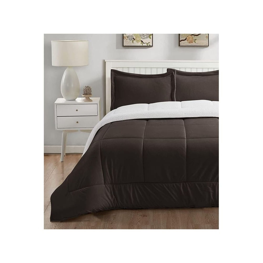 Edredón Sherpa Marrón QUEEN