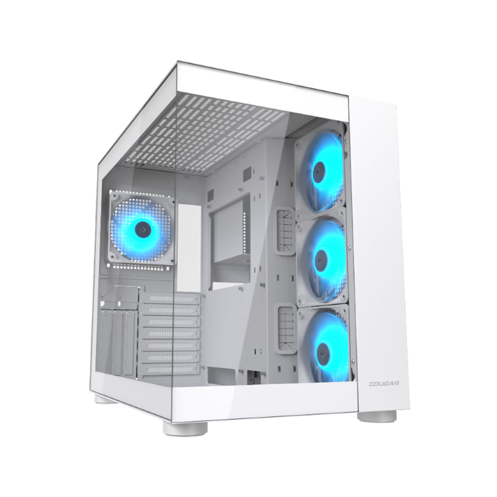 Case Cougar FV150 ATX Dual Chamber Blanco con Vidrio Templado y Iluminación RGB