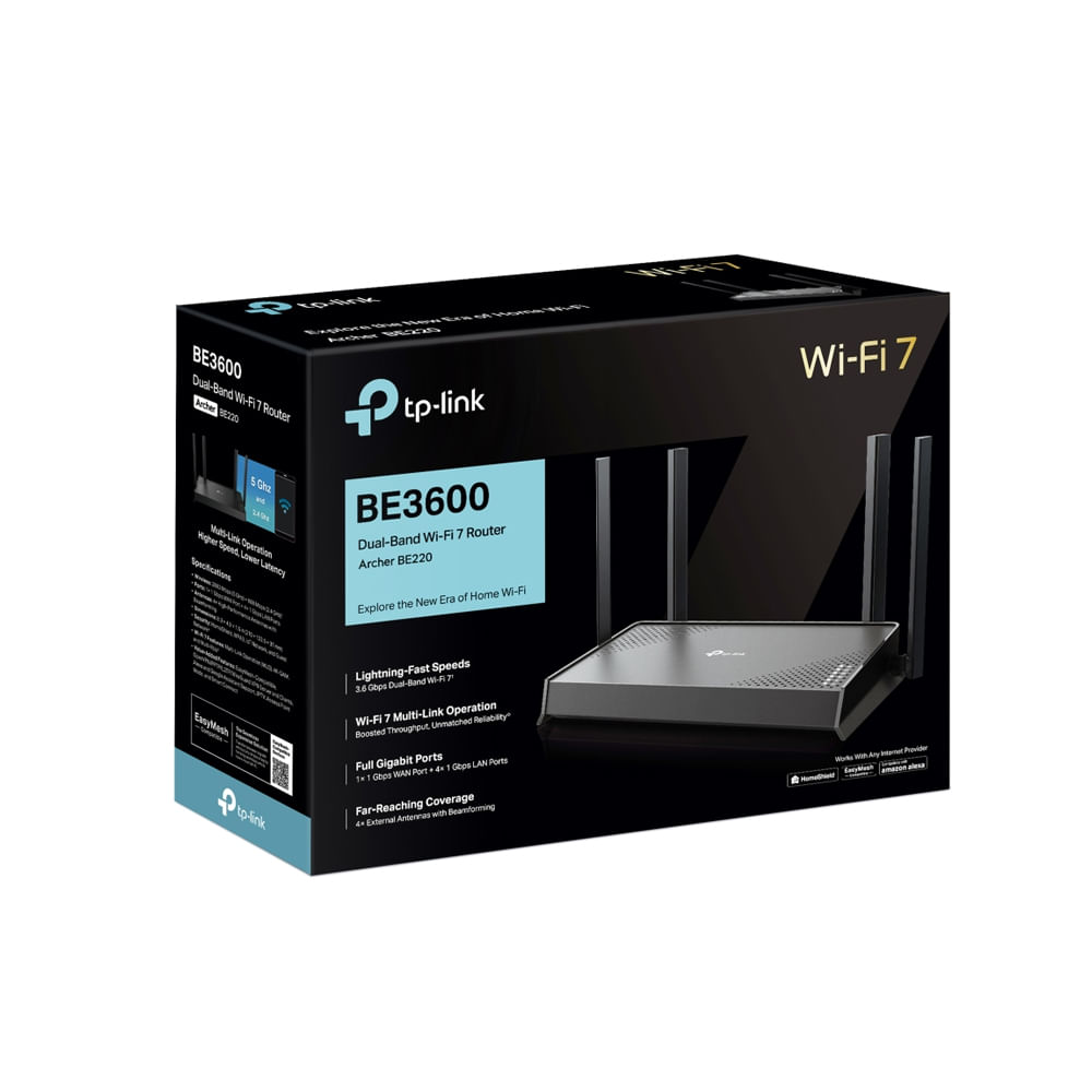 TP-Link Archer BE220 BE3600 Router Dual-Band Rápido con Conexión Estable para Streaming y Juegos