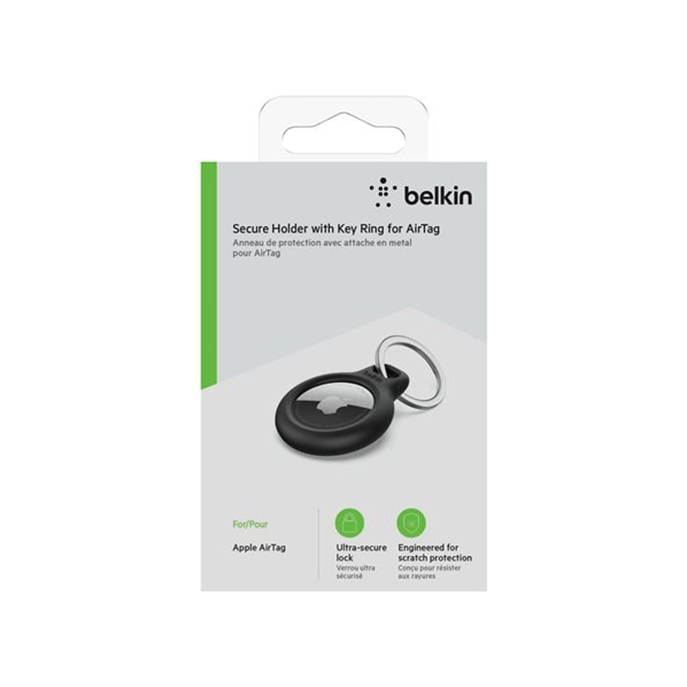 Soporte de seguridad Belkin para AirTag Bluetooth - Negro protección antipérdida y fácil instalaci