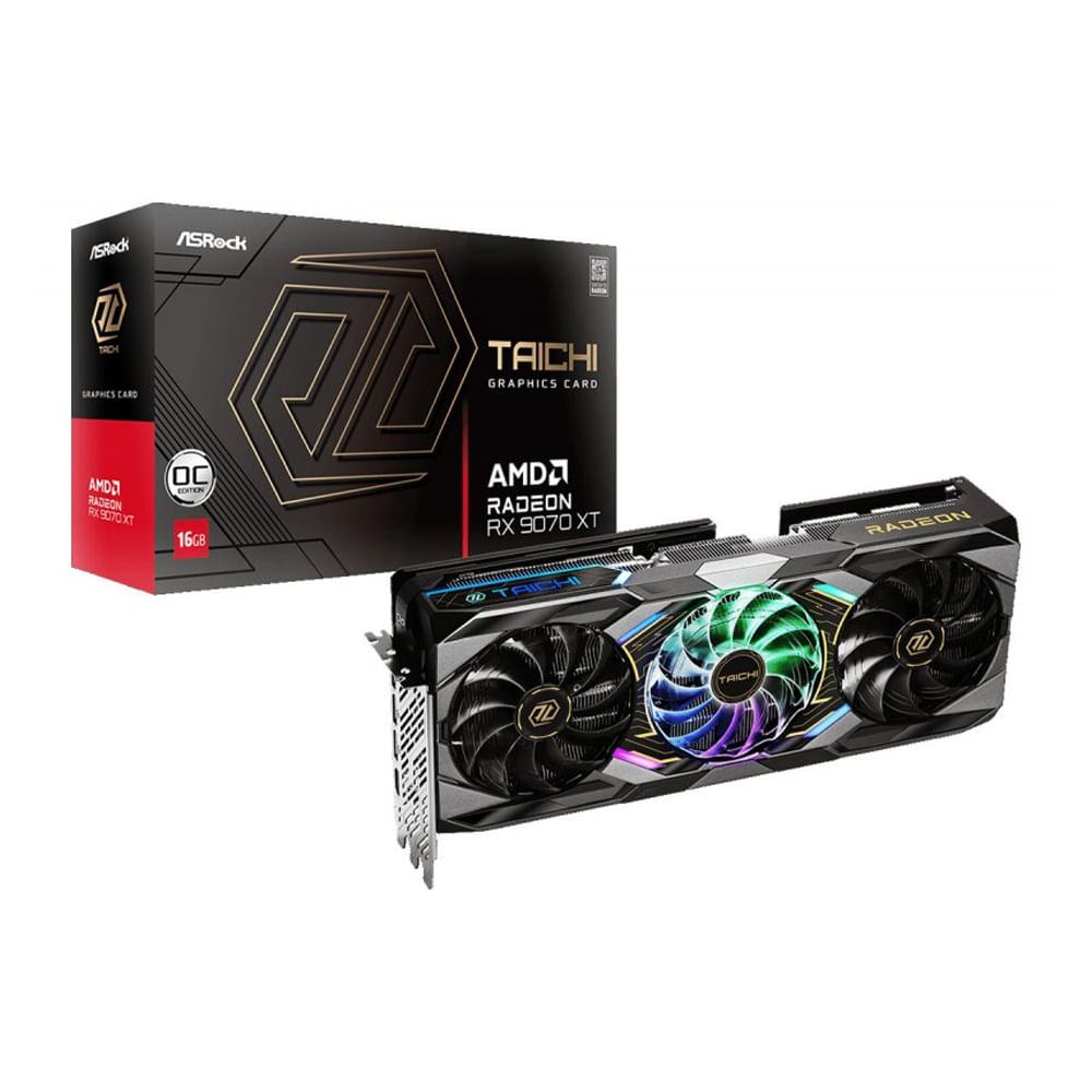 Tarjeta Gráfica ASRock Radeon RX 9070 XT Taichi 16GB GDDR6 RGB para Gaming PCIe 4.0