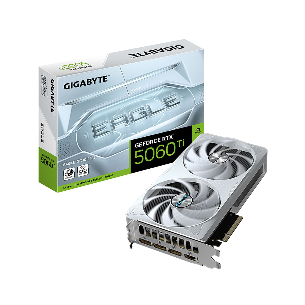 Tarjeta Gráfica Gigabyte GeForce RTX 5060 Ti Eagle OC Ice 16GB - Rendimiento y Estilo Para Gamers