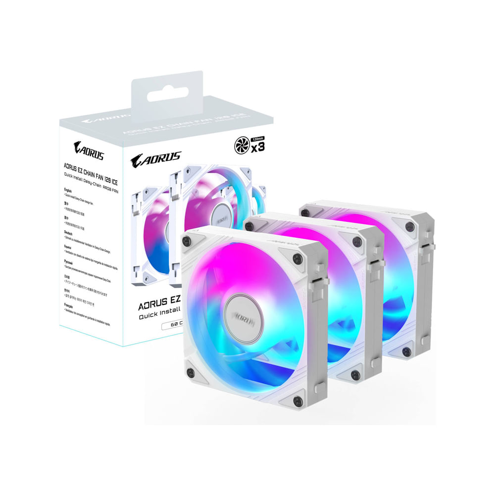 Ventilador Gigabyte Aorus EZ Chain 120mm 3 en 1 Blanco - Eficiencia y Frescura para tu PC