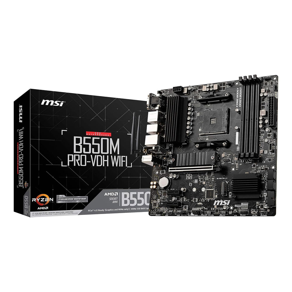 Placa Base MSI B550M PRO-VDH WIFI - ATX Soporta 128 GB DDR4 4400 MHz HDMI y DisplayPort