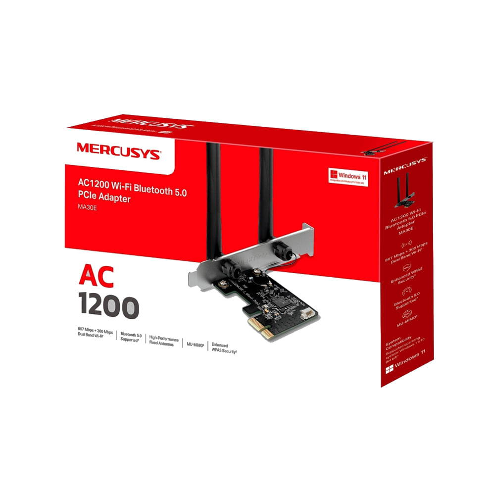 Adaptador Wi-Fi Mercusys AC1200 con Bluetooth 5.0 tarjeta PCIe para conexión rápida y estable