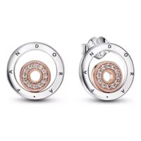 Aretes Pandora plata circulo con logo mujer