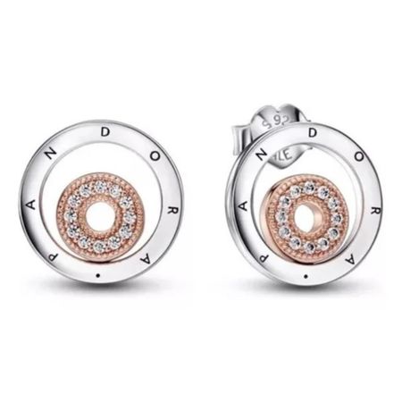 Aretes Pandora plata circulo con logo
