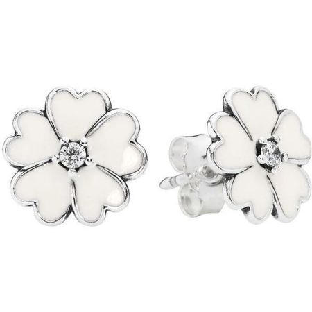 Aretes Pandora Flor de Primula Blanca