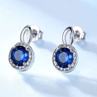 Arete Con Gema De Zafiro Azul - Plata 925