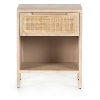 Velador Rústico con Ratán Marlot color Duna 1 cajón TU MESITA