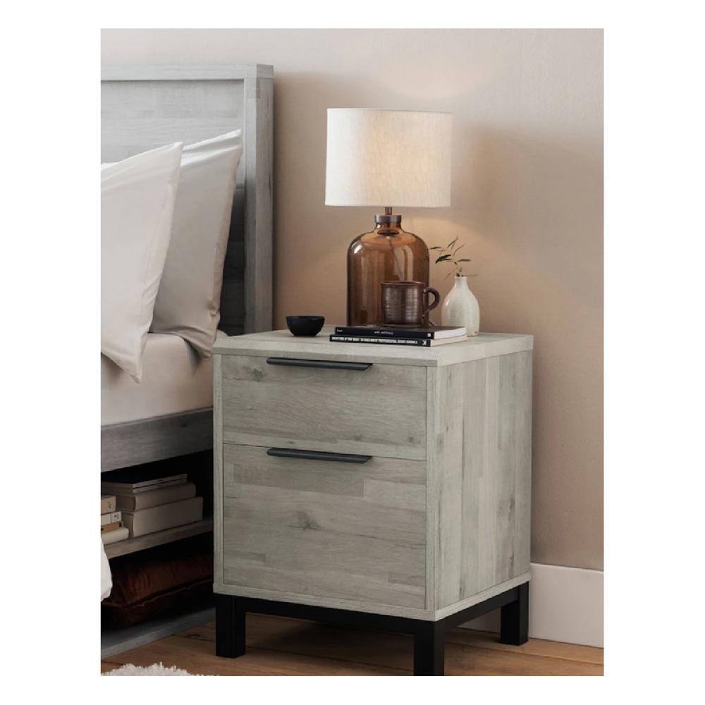 Velador Clásico Aventura color Gris 2 cajones TU MESITA