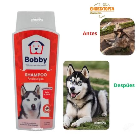 SHAMPOO BOBBY ANTIPULGAS PARA PERROS FRASCO x 300 mL BLANCO