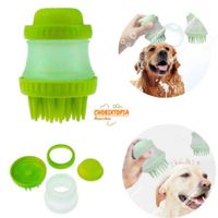 DISPENSADOR DE SHAMPOO-MASAJEADOR PARA PERRO VERDE