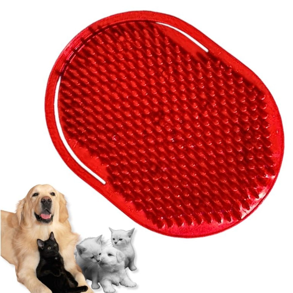 CEPILLO PARA MASCOTAS - MASAJE Y BAÑO ROJO INTENSO