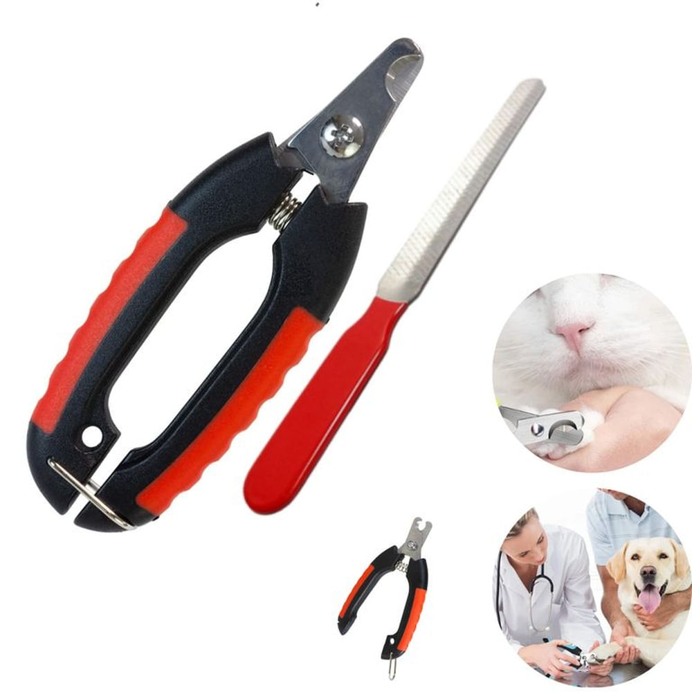 Cortauñas para Mascotas con Lima Rojo Grande Con-Seguro