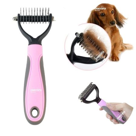 PEINE DESMOTADOR PARA PERROS Y GATOS ROSA BEBE CHICO