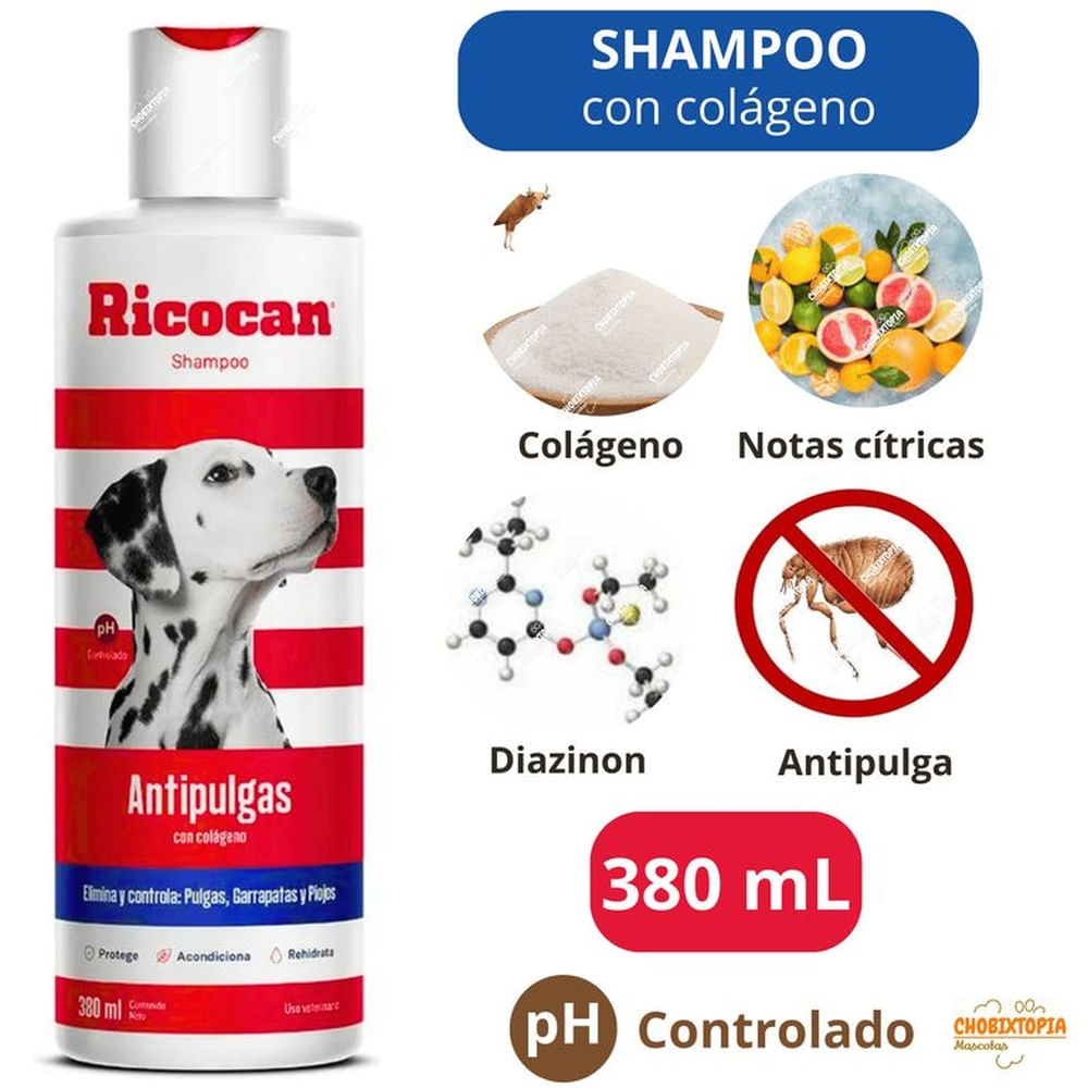 SHAMPOO RICOCAN ANTIPULGAS CON COLAGENO 380 mL