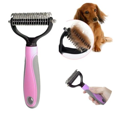 PEINE DESMOTADOR PARA PERROS Y GATOS ROSADO