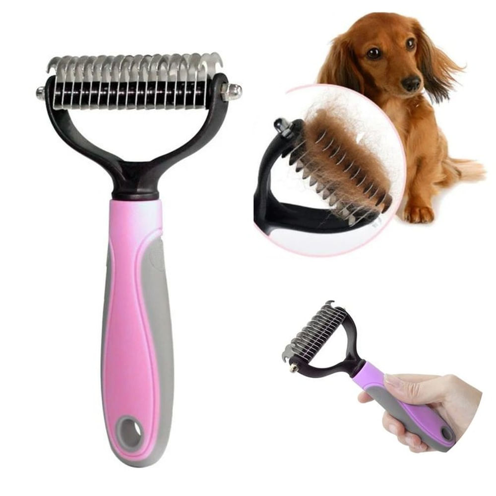 PEINE DESMOTADOR PARA PERROS Y GATOS ROSADO