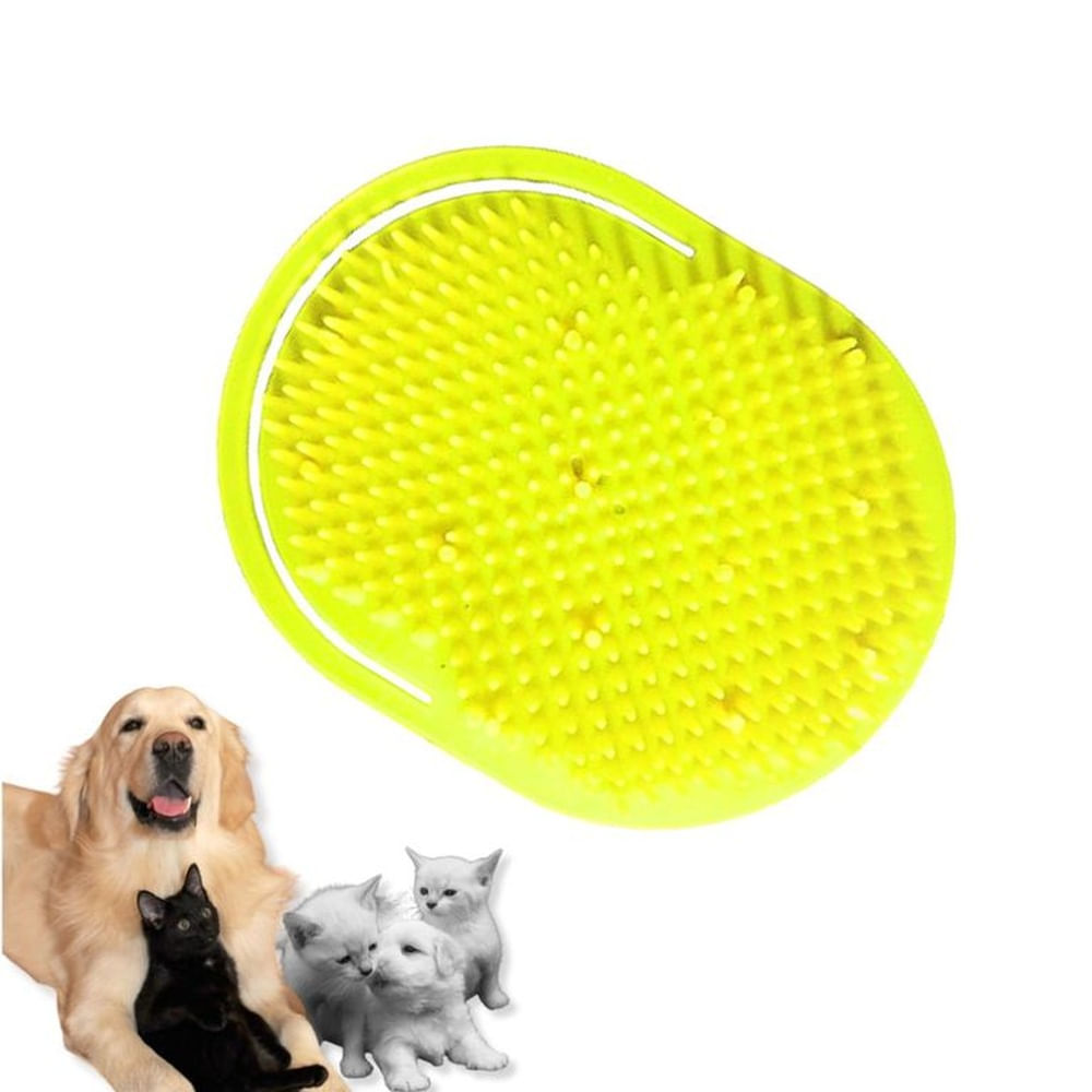 CEPILLO PARA MASCOTAS - MASAJE Y BAÑO AMARILLO