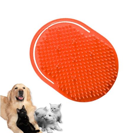 CEPILLO PARA MASCOTAS - MASAJE Y BAÑO ANARANJADO