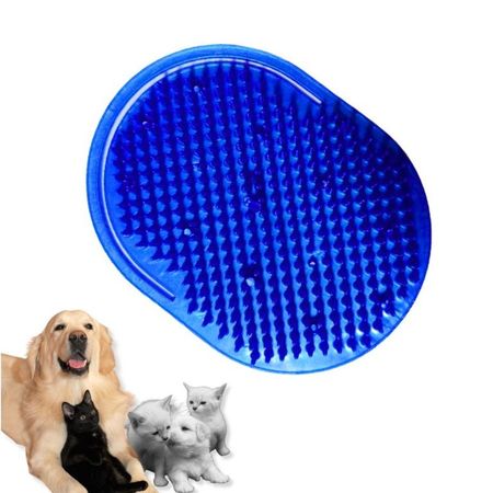 CEPILLO PARA MASCOTAS - MASAJE Y BAÑO AZUL ACERO
