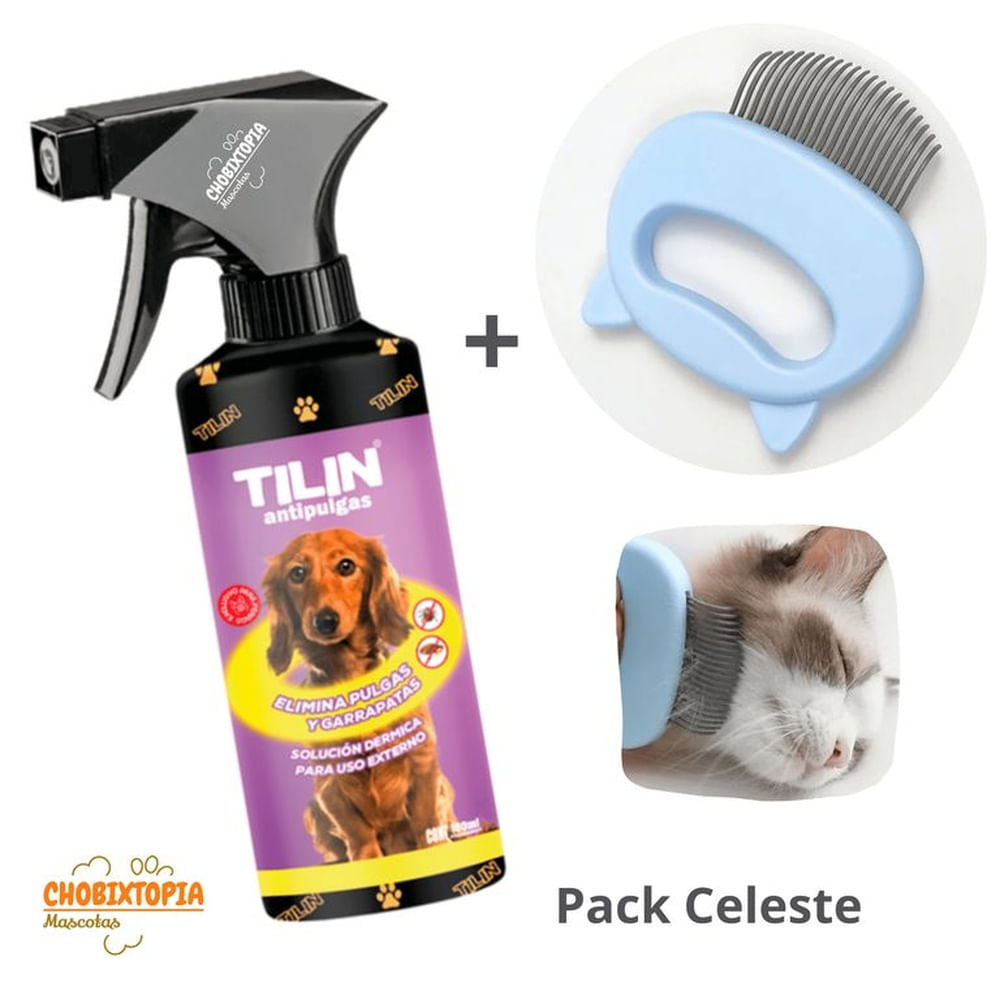 ANTIPULGAS "TILIN" FRASCO x 180 Ml + CEPILLO CELESTE