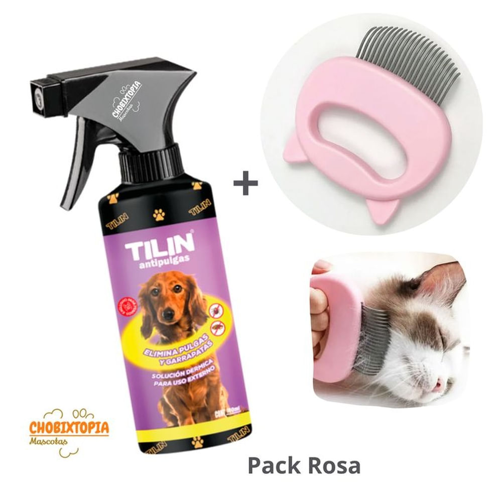 ANTIPULGAS "TILIN" FRASCO x 180 Ml + CEPILLO ROSA
