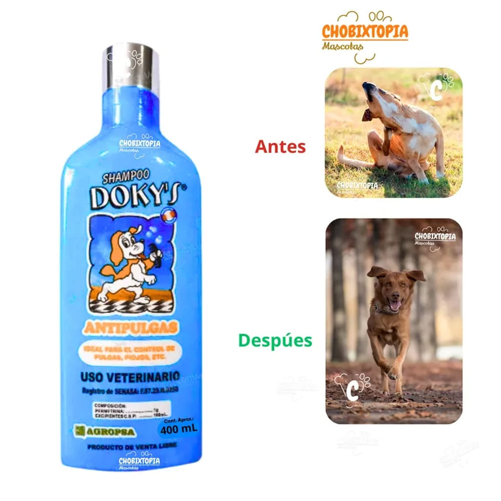 SHAMPOO DOKYS ANTIPULGAS PARA PERROS FRASCOx400 mL