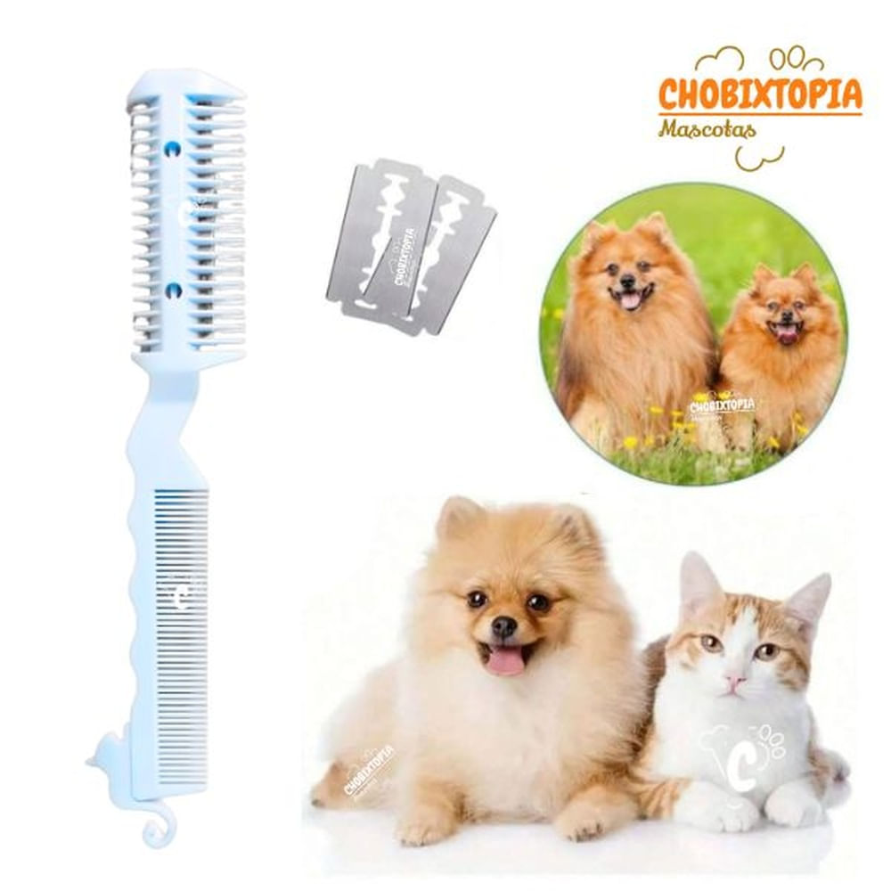 PEINE RASURADOR PLASTICO P-PERROS Y GATOS CELESTE BEBE