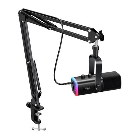 Micrófono Fifine Ampligame AM8T XLR/USB (Incluye Brazo) - Negro