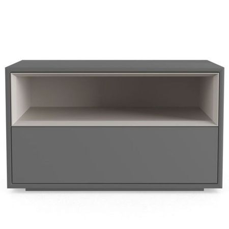 Velador Moderno Essence 1 cajón Taupe/Plomo TU MESITA